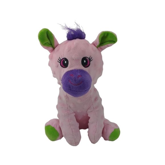 A & A Global Pink/Purple/Green Giraffe  Plush 10" Stuffed Animal  2022 - Picture 2 of 7